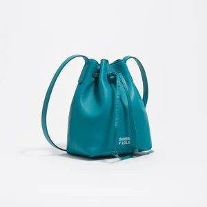 Torebka bucket mała skóra tropikalna zieleń BIMBA Y LOLA