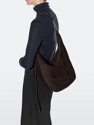 Torebka Bucket Z Zamszowej Skóry - Czekoladowy - - Massimo Dutti - Kobieta