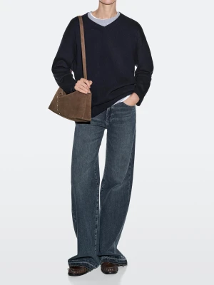 Torebka Bucket Z Zamszowej Skóry - Norkowy - - Massimo Dutti - Kobieta