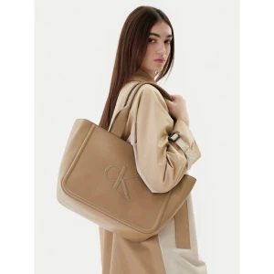 Torebka Calvin Klein Bold Ck Medium Tote LV04F3218G Beżowy