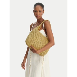 Torebka Calvin Klein Bold Ck Raffia Lg Shoulder Bag LV04F3448G Beżowy