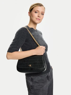 Torebka Calvin Klein Ck Croc Conv Chain Medium Bag LV04F3284G Czarny