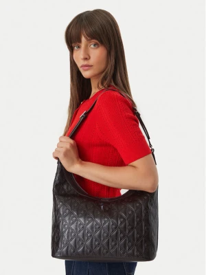 Torebka Calvin Klein Emblem Aop Debossed Medium Shbag LV04F3875G Brązowy
