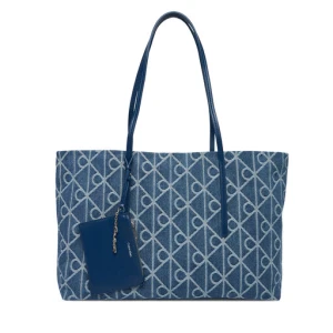 Torebka Calvin Klein Emblem Aop Denim Tote W/ Pouch LV04F3428G Niebieski