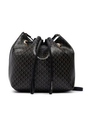Torebka Calvin Klein Emblem Aop Drawstring Bucket LV04F3785G Czarny