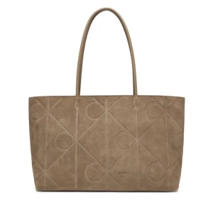 Torebka Calvin Klein Emblem Aop Embossed Suede Tote LV04F3334G Beżowy