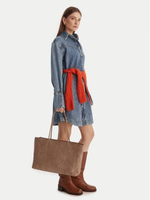 Torebka Calvin Klein Emblem Aop Embossed Suede Tote LV04F3334G Beżowy