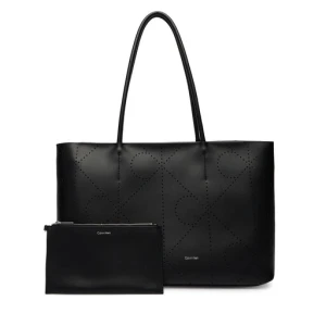 Torebka Calvin Klein Emblem Aop Perfor Lthr Tote LV04F3359G Czarny