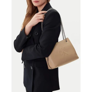 Torebka Calvin Klein Jeans Sculpted Chain Shoulder Bag LV04K3163G Beżowy