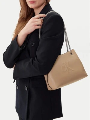 Torebka Calvin Klein Jeans Sculpted Chain Shoulder Bag LV04K3163G Beżowy