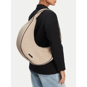 Torebka Calvin Klein Pinched Raffia Large Shoulder Ba LV04F3060G Beżowy