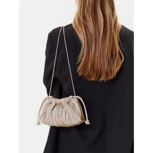 Torebka Calvin Klein Plisse Mini Drawstring Bag LV04F3077G Écru