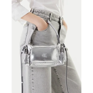 Torebka Calvin Klein Pocket Silver Nylon Small Bag LV04F3443G Srebrny