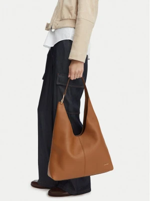 Torebka Calvin Klein Slouchy Leather Md Shoulder Bag LV04F3543G Brązowy jasny