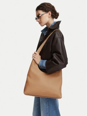 Torebka Calvin Klein Webbing Adj Strap Large Shoulder LV04F3643G Beżowy
