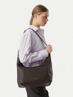 Torebka Calvin Klein Webbing Strap Md Shoulder Bag LV04F3891G Brązowy ciemny