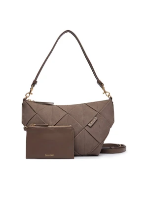 Torebka Calvin Klein Woven Sueded Shoulder Bag LV04F3694G Brązowy