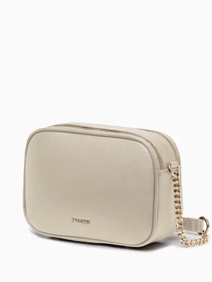 Torebka crossbody prostokątna z paskiem i łańcuszkiem beżowa Puccini