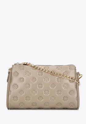 Torebka crossbody skórzana w tłoczenie beżowa Wittchen