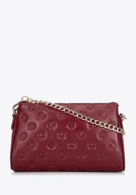 Torebka crossbody skórzana w tłoczenie bordowa Wittchen