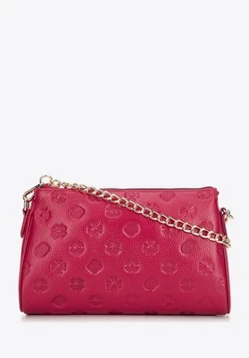 Torebka crossbody skórzana w tłoczenie malinowa Wittchen