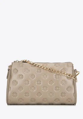 Torebka crossbody skórzana z tłoczeniem beżowa Wittchen