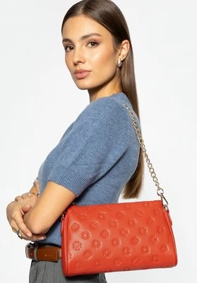 Torebka crossbody skórzana z tłoczeniem pomarańczowa Wittchen