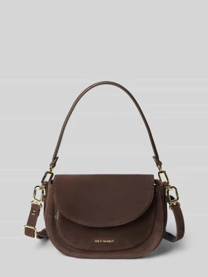 Torebka crossbody z czystej skóry cielęcej Model 'Big Sister' Hey Marly Ciemnobrązowy