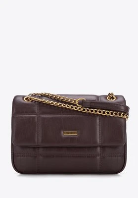 Torebka crossbody z ekoskóry dwukomorowa brązowa Wittchen