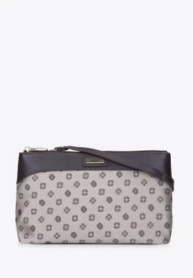 Torebka crossbody z żakardu z monogramem i skóry beżowa Wittchen