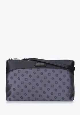 Torebka crossbody z żakardu z monogramem i skóry szara Wittchen