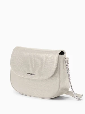 Torebka crossbody ze skóry ekologicznej w princie lizard beżowa Puccini