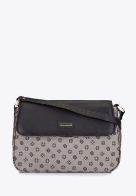 Torebka crossbody ze skóry i żakardu z monogramem beżowa Wittchen