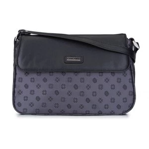 Torebka crossbody ze skóry i żakardu z monogramem szara Wittchen