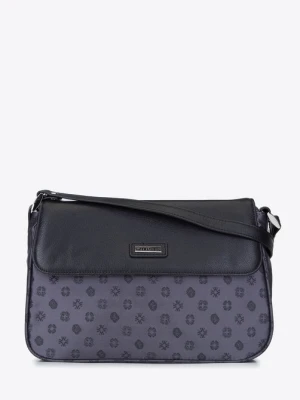 Torebka crossbody ze skóry i żakardu z monogramem szara Wittchen