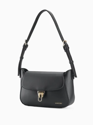 Torebka damska bagietka na ramię z regulowanym paskiem czarna Puccini