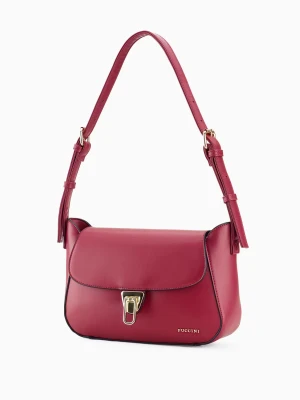 Torebka damska bagietka na ramię z regulowanym paskiem czerwona Puccini