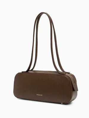 Torebka damska bagietka ze skóry ekologicznej brązowa Puccini