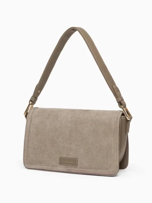 Torebka damska crossbody z ekologicznego zamszu beżowa Puccini