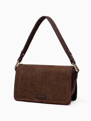 Torebka damska crossbody z ekologicznego zamszu brązowa Puccini