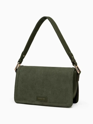Torebka damska crossbody z ekologicznego zamszu zielona Puccini