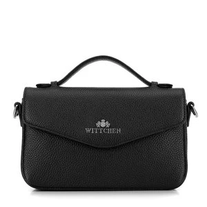 Torebka damska crossbody ze skóry groszkowej czarno - srebrna Wittchen