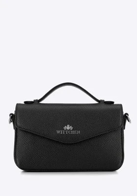 Torebka damska crossbody ze skóry groszkowej czarno - srebrna Wittchen