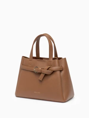 Torebka damska kuferek mała ze skóry ekologicznej brązowa Puccini