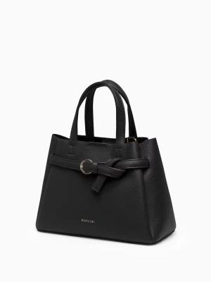 Torebka damska kuferek mała ze skóry ekologicznej czarna Puccini