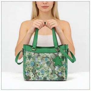 Torebka damska Laura Vita, z materiału syntetycznego z ozdobnym wzorem kwiatowym krótkie uchwyty do noszenia w dłoni regulowany pasek na ramię dekora