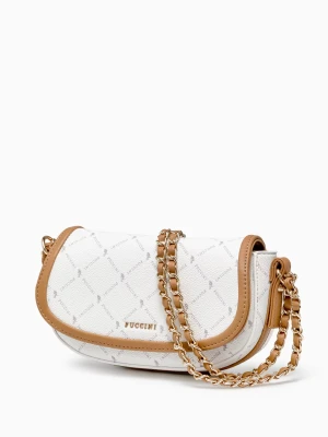 Torebka damska listonoszka na łańcuszku biały monogram Puccini