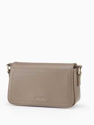 Torebka damska listonoszka z regulowanym materiałowym paskiem beżowa Puccini