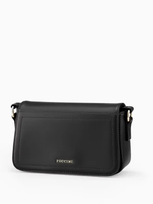 Torebka damska listonoszka z regulowanym materiałowym paskiem czarna Puccini