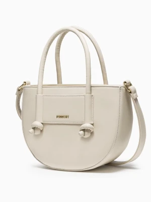 Torebka damska mała crossbody z uchwytami ze skóry ekologicznej beżowa Puccini